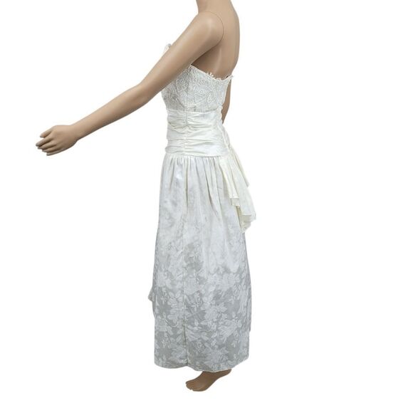 Scott McClintock Vintage 80s White Strapless Dress Lace Accents Wedding - Picture 3 of 16